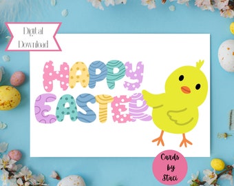 Printable Easter greeting card Instant download 7x5 inch cards for Easter, Easter Card download, Easter card