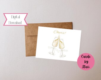 Printable Wedding Card | Champagne Toast Cheers (Digital Download)