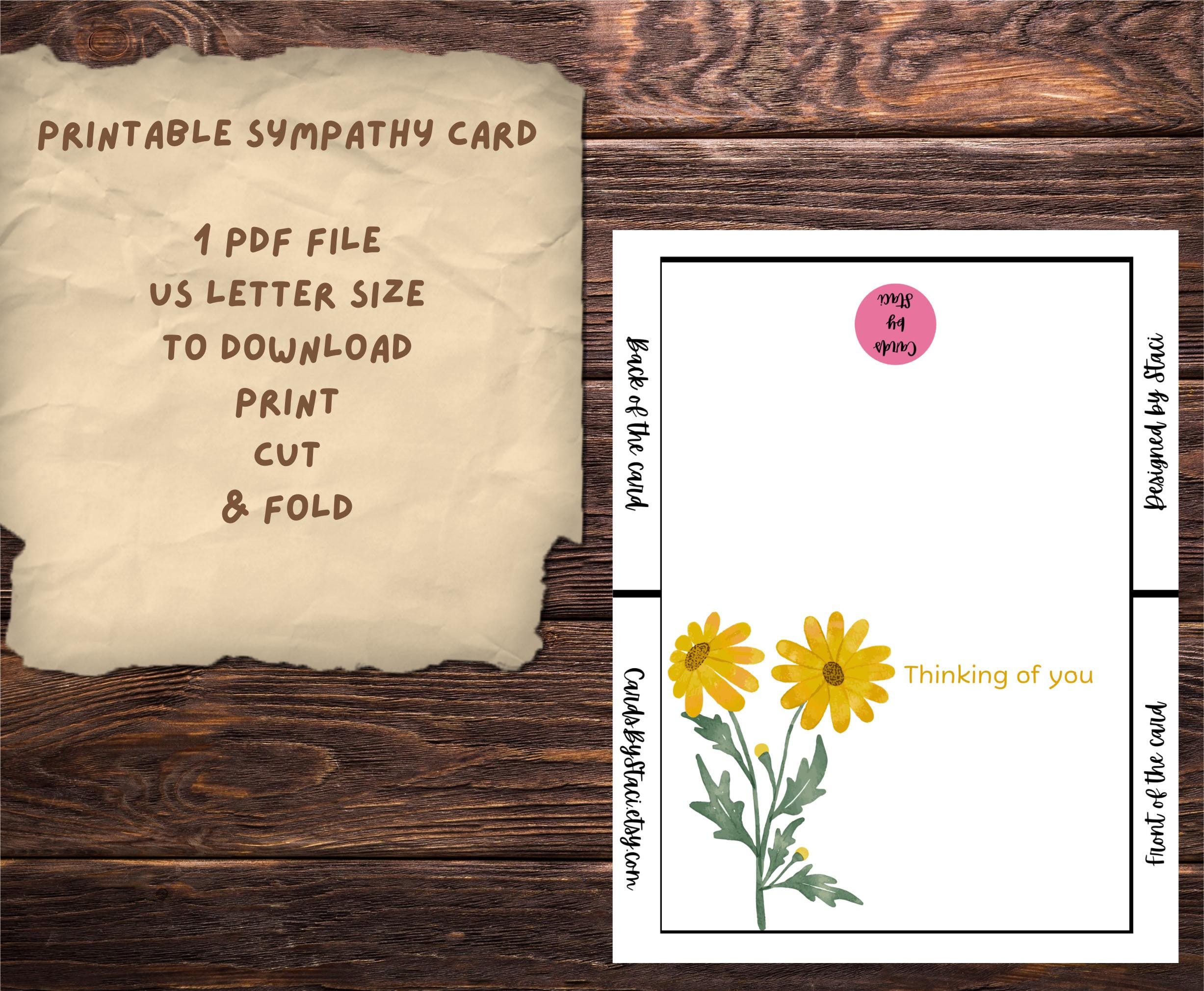 Printable Sympathy Card | Watercolor Floral Thinking of You (digital ...