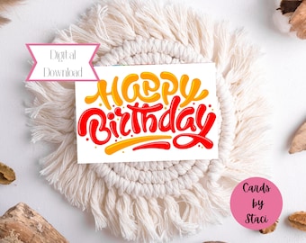 Happy Birthday Card | Colorful Fun Greeting (Digital Download)