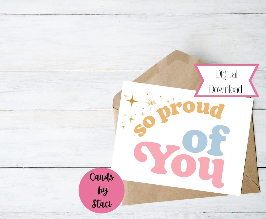 Proud Card Graduation Card | so Proud of You Card | Retro Style Greeting (digital ...