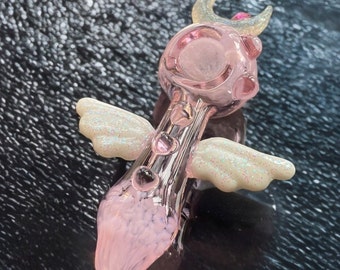 Glass Pipe Cute Angel Wings Pink Glitter Sailor Moon Girly Smoking Accessories Gift for her