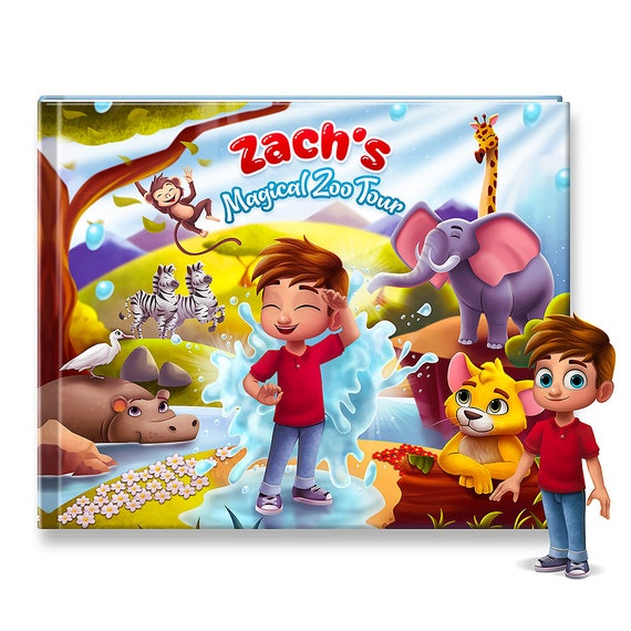 Personalized Zoo Animals Adventure Childrens Story Book, Custom Kids Story Book, 3rd or 4th Birthday Gift for Son, Daughter, or Godson
