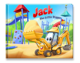 Digger Personalized Story Book, Little Brother Gift, Custom Kids Adventure Picture Book, Little Digger Cartoon Kids Story Book, son Gift
