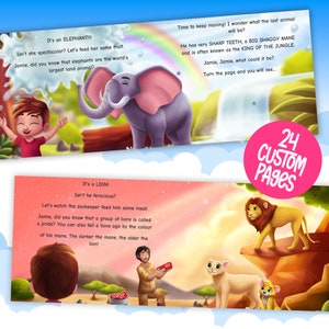 Livre d'histoires personnalisé pour enfants aventure avec les animaux du zoo, livre d'histoires personnalisé pour enfants, cadeau de 3e ou 4e anniversaire pour fils, fille ou filleul image 6