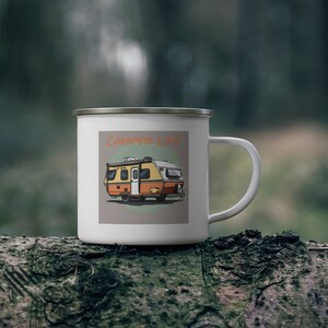 Adventure Awaits Enamel Camping Mug - Camper Life Outdoor Cup
