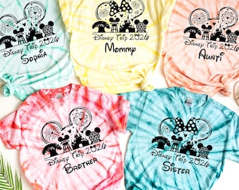 Camisetas familiares Disney personalizadas, camisetas de viaje a Disney, camisetas familiares Disney, camisetas de Disneyworld, camisetas de Disneyland, camisetas Disney, camisetas teñidas