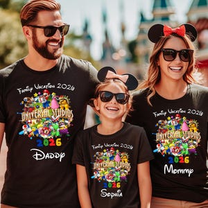Aangepaste Super Mario Family Vacation-shirts: Universal Studios 2026