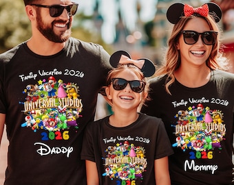 Magliette personalizzate Super Mario Family Vacation: Universal Studios 2026