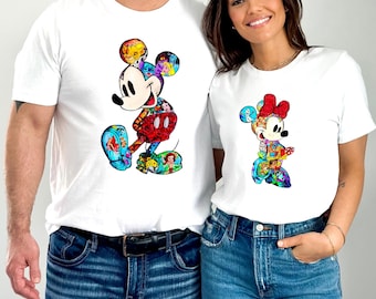 Koszulki z Myszką Miki i Minnie, Koszulki dla par Disney, Dopasowane stroje rodzinne