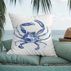 Custom Pillows Blue Crabs Decorative Pillow Home Decor Throw Pillow Sofa Art Nautical Coastal Beach Style Ocean Sea Animals Etsy Canada