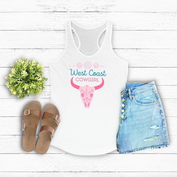 Cowgirl Tank Top Women's Tank Top West Coast Cowgirl Country Tank Top Racerback Western Wear Country Fashion Tee Cowgirl Bachelorette