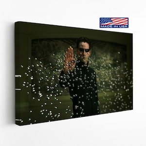 Neo Bullet Stop Scene Canvas - Matrix Inspired Sci-Fi Movie Wall Art