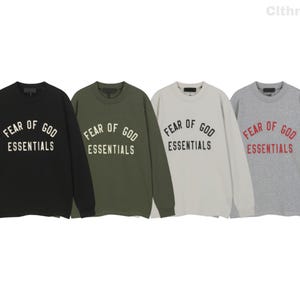 Fear of God Essentials Cotton Sweatshirt Unisex Streetwear Pullover FOG Essentials Crewneck