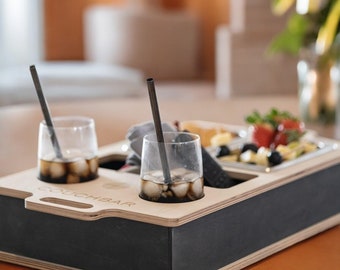 Personalisierte Couch Bar Holz Snacksbar Mini handgemachte Snack Box Couch Tablett Sofa Bar Sofa Tablett Couch Butler