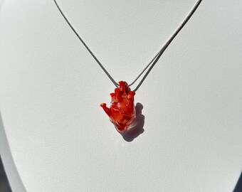 Collar con forma de corazón anatómico: Joyería de vidrio hecha a mano