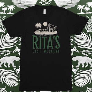Uniseks T-shirt met Rita&#39;s Lost Weekend-logo in vintage zwart