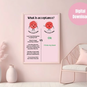 Acceptance and commitment therapy poster, funny mental health wall art for school counselor, psychologist and social worker office decor