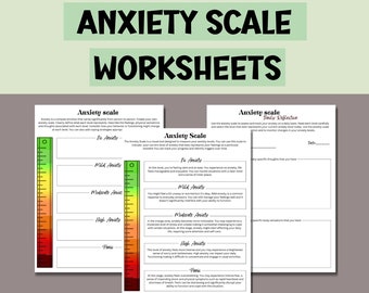 Anxiety scale worksheets, CBT worksheets, school social worker, shadow work, therapy questions, social work, therapy journal, mental health