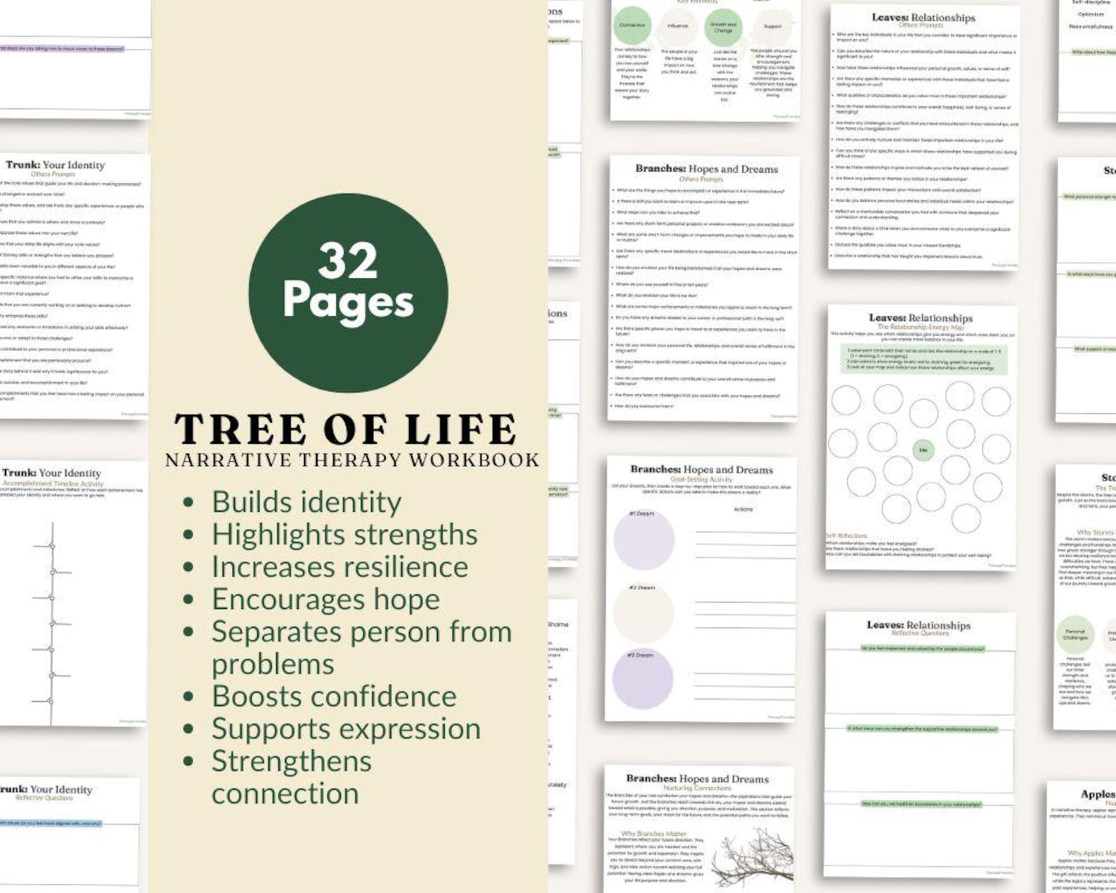 Tree of Life Narrative Therapy Exercise Workbook, Emotional Awareness ...