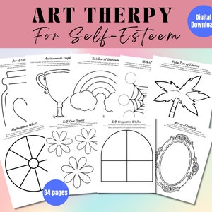 Kunsttherapie-Aktivitäten für das Selbstwertgefühl, positive Affirmationen Kinder Malseiten, Selbstvertrauen Arbeitsblätter, Schulratgeber-Ressourcen
