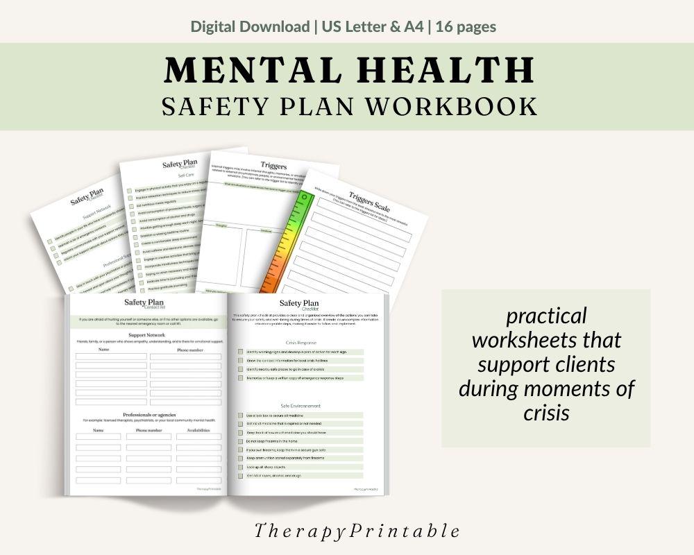 Mental Health Safety Plan Crisis Workbook for Self Harm and Suicide ...