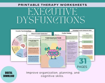Executive Functioning wheel worksheets, ADHD Mental Health, Autism Therapy Worksheets, Printable Productivity Planner, Neurodivergent