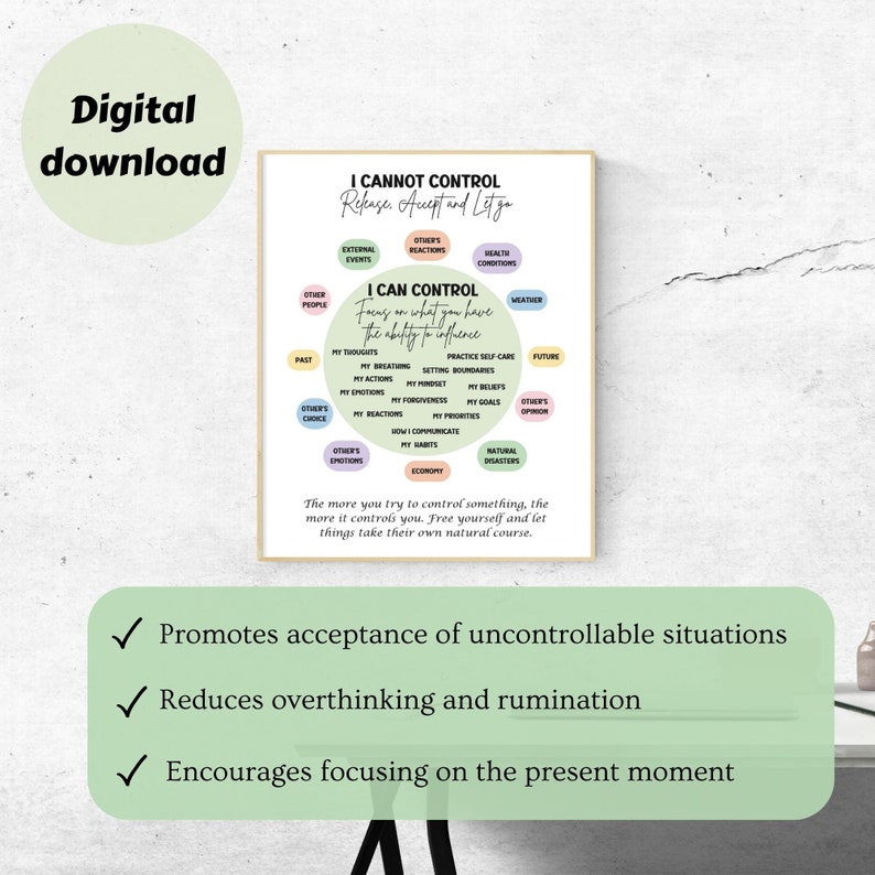 I Can Control Therapy Poster, School Psychologist Office Decor, Mental