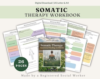 Somatic Therapy Healing Workbook, Body Awareness Worksheets, Anxiety and Stress Management Calming Techniques, Self Regulation
