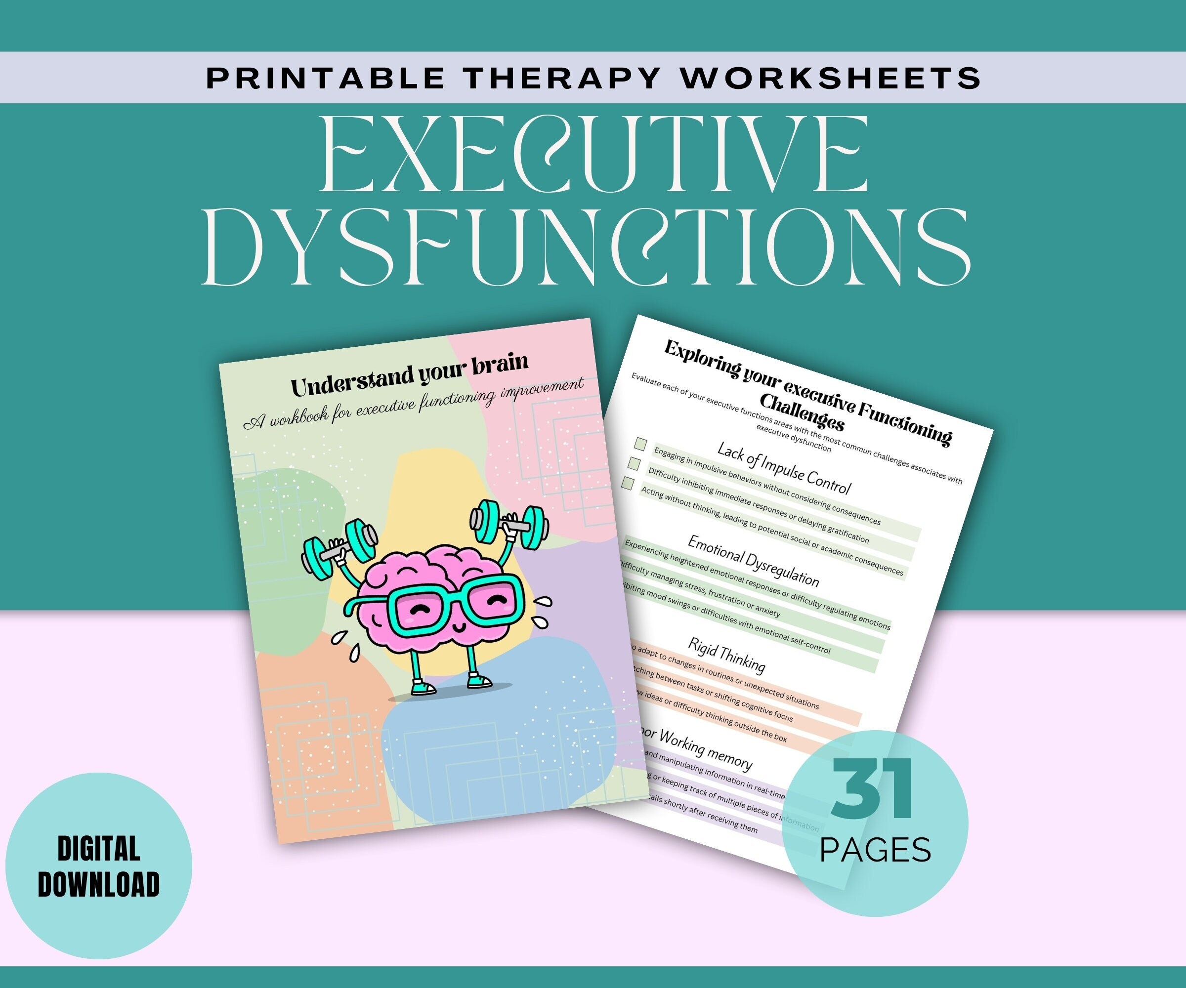 Executive Functioning Wheel Worksheets, ADHD Mental Health, Autism ...
