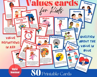 Core Values Cards for Kids, Acceptance and Commitment Therapy Cards, Zones of Regulation, School Social Worker Resources, Mental Health Game