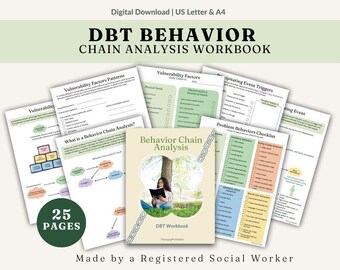 DBT Behavior Chain Analysis Workbook for Teens, Self Harm Urges Reduction & Anger Management tool, School Counselor Resource