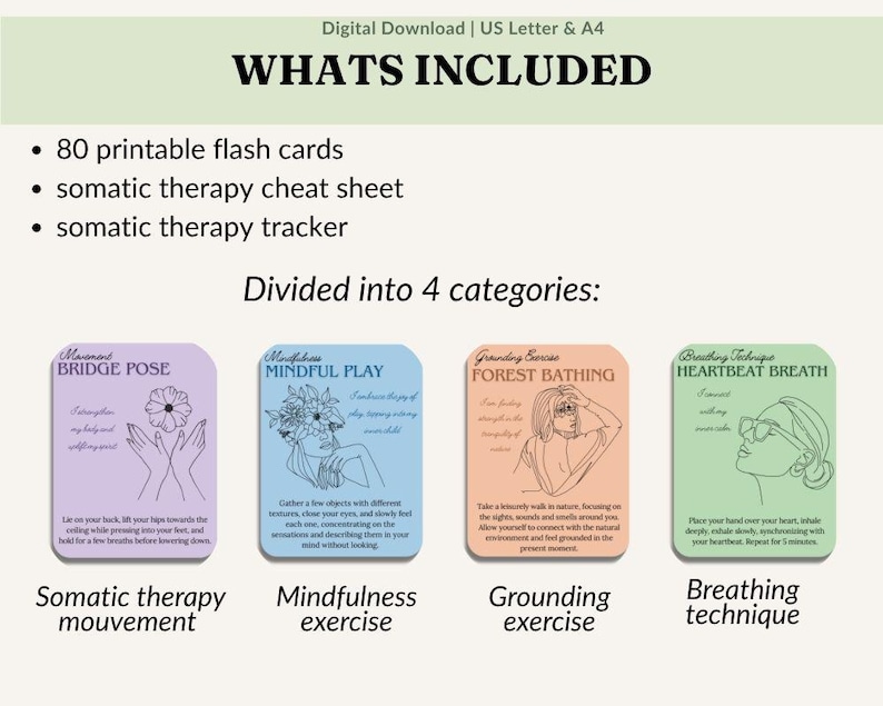 Somatic Therapy Coping Skills Cards, Emotional Regulation Resources ...