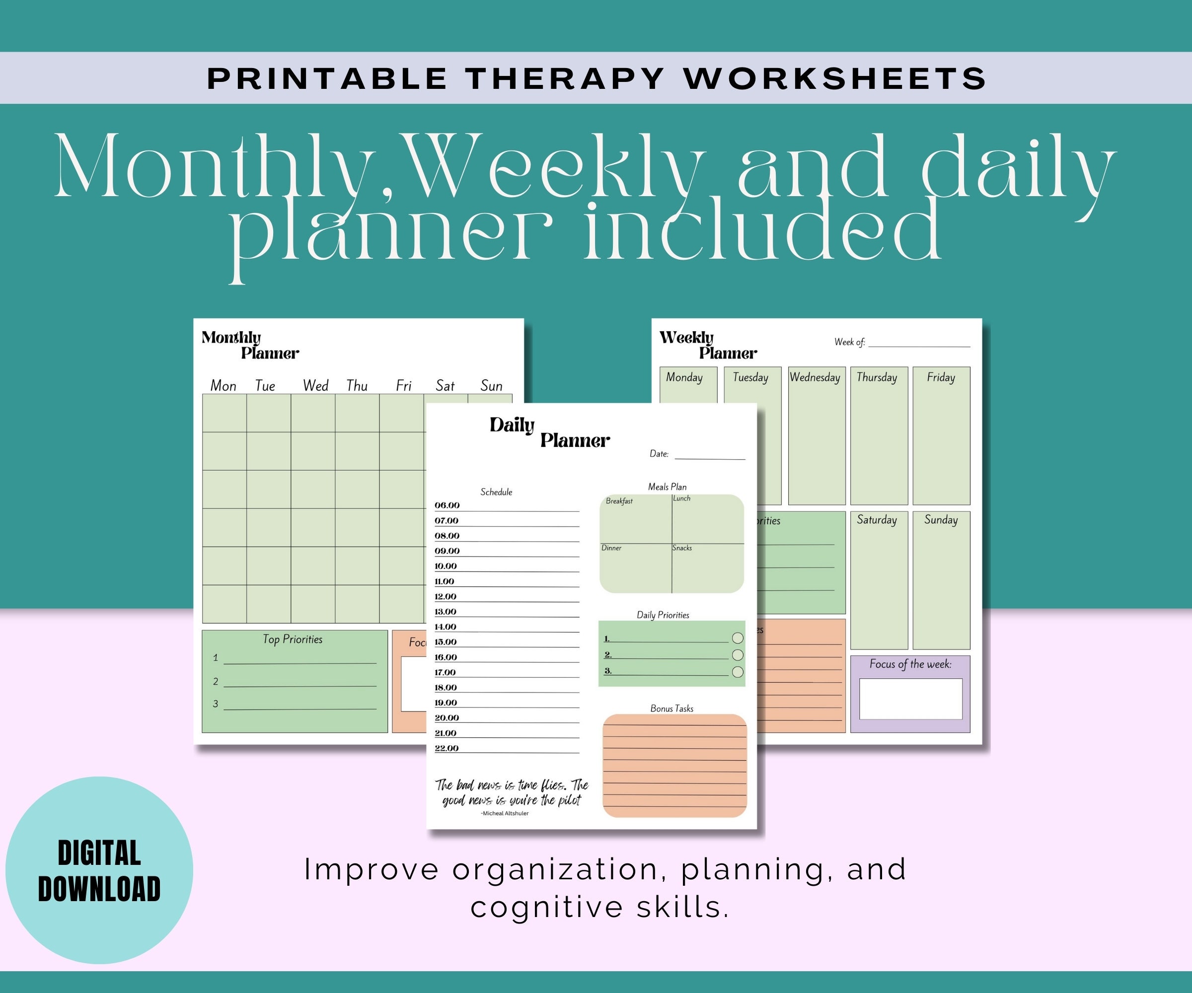 Executive Functioning Wheel Worksheets, ADHD Mental Health, Autism ...