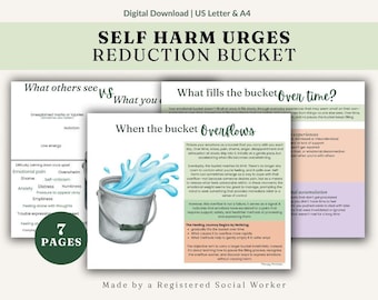 Self Harm Urges Reduction Metaphore Therapy Worksheets for Teens | Mental Health Counseling Check in Questions | Emotional Regulation PDF