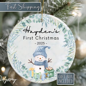 Snowman Babys First Christmas Ornament Boy - Custom Boy Ornament-Baby Christmas Ornaments - Kid Ornament Baby Ornament 2026 Baby Shower Gift Bild 1