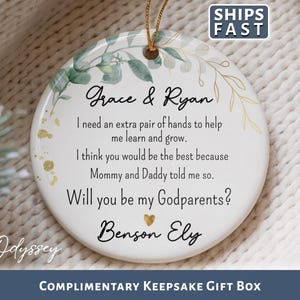 Godparent Christmas Ornament Personalized, Will You Be My Godparents Proposal Ornament, Custom Godparents Proposal Keepsake,