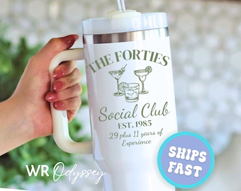 40th Birthday 40oz Tumbler Personalized Cocktail Social Club Tumbler 40th Birthday Party Favors 40th Birthday Girls Trip 40 oz Cup Custom