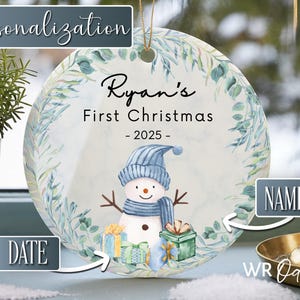 Snowman Babys First Christmas Ornament Boy - Custom Boy Ornament-Baby Christmas Ornaments - Kid Ornament Baby Ornament 2026 Baby Shower Gift Bild 3