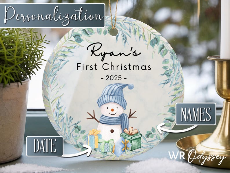 Snowman Babys First Christmas Ornament Boy - Custom Boy Ornament-Baby Christmas Ornaments - Kid Ornament Baby Ornament 2026 Baby Shower Gift Bild 3