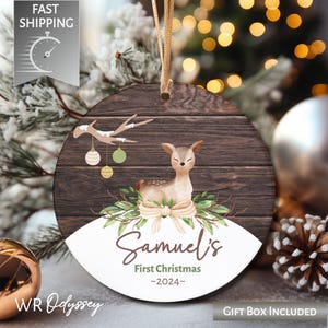 Woodland Animals Custom Baby Ornament 2024, Baby Deer Ornament, First Christmas Ornament Baby, Custom Baby Christmas Ornament Baby Keepsake