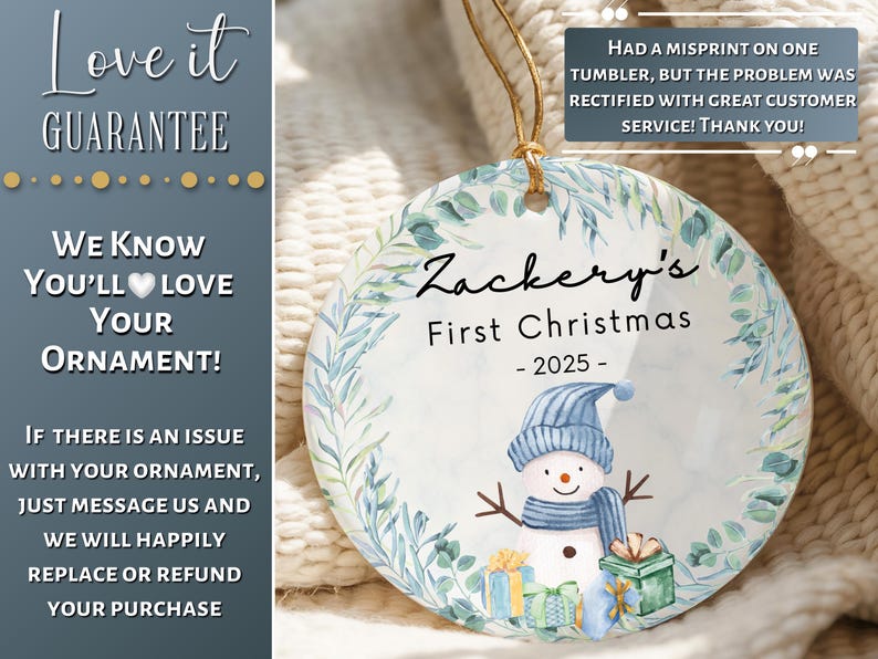 Snowman Babys First Christmas Ornament Boy - Custom Boy Ornament-Baby Christmas Ornaments - Kid Ornament Baby Ornament 2026 Baby Shower Gift Bild 6