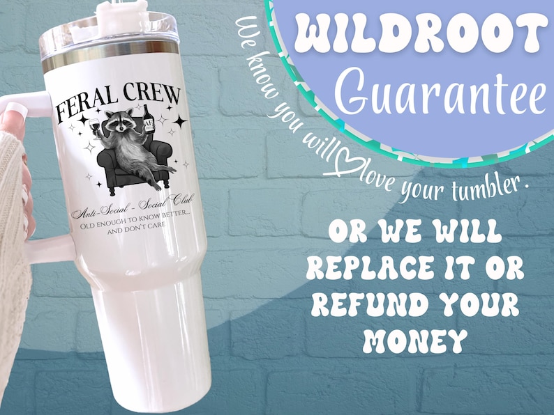 50th Birthday 40oz Tumbler Personalized Feral Raccoon Anti-Social Club Tumbler 50th Birthday Crew Tumblers 40 oz Cup Custom Travel Cups 40oz image 6