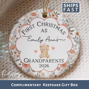 First Christmas as Grandparents Ornament, Personalized New Grandparents Ornament with Granddaughter Name, First Grandbaby Keepsake Ornament