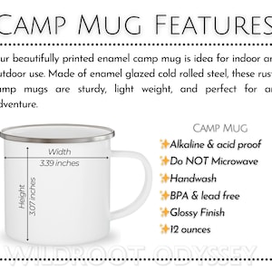 Camp Mug Size Chart, Silver Rim Enamel Mug Mockup, Mug Size Chart, Digital Download, Instant Download, Mug Mockups, White color, Mug Mock up