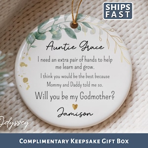 Godmother Proposal Ornament, Will You Be My Godmother Christmas Ornament, Personalized Auntie Godmother Ask, Baptism Godmother Keepsake 2026