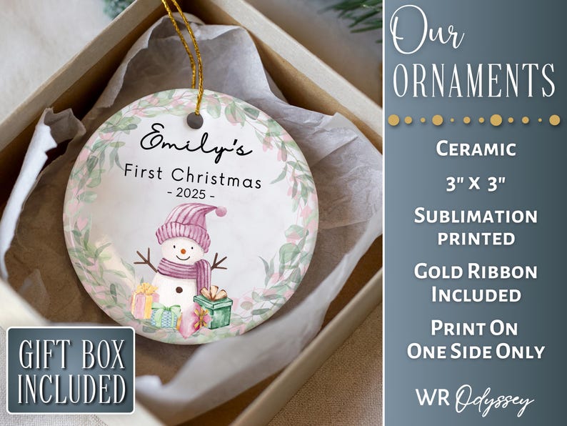 Snowman Babys First Christmas Ornament Boy - Custom Boy Ornament-Baby Christmas Ornaments - Kid Ornament Baby Ornament 2026 Baby Shower Gift Bild 4