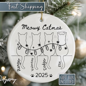 Cats Line Art Ornament Personalized Cute Cats Christmas Ornament Minimalist Cat Ornament for Cat Lover Christmas Ornaments Cat Memorial