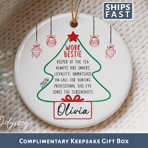 Work Bestie Christmas Ornament Personalized, Funny Coworker Christmas Ornament, Work Friends Christmas Ornament, Custom Coworker Keepsake