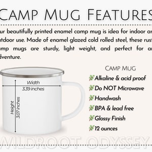 Tabla de tallas de tazas Silver Rim Camp, maqueta de taza esmaltada, tabla de tallas de tazas, descarga digital, descarga instantánea, maquetas de tazas, maqueta de taza bohemia